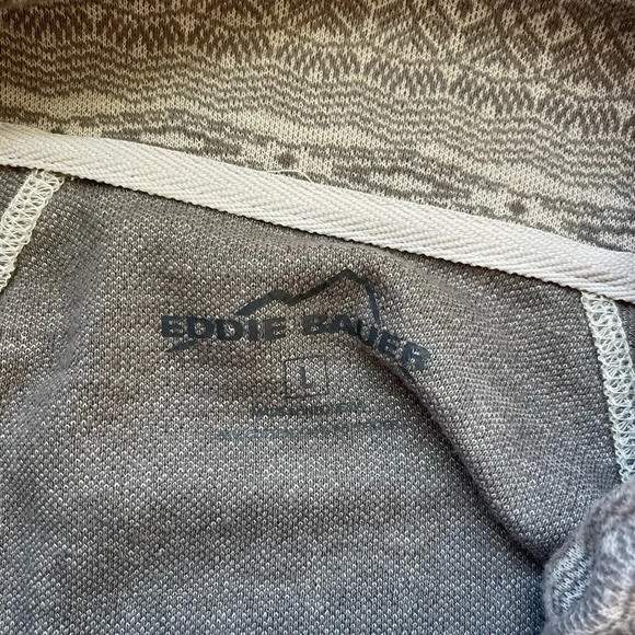 Eddie Bauer Tan & Cream Aztec Print Quarter Zip Sweatshirt Large Women’s - Picture 11 of 13